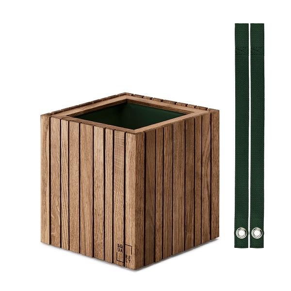 Plantekasse GrowON Hold on i mørk eg stropper i nylon grøn 48 cm